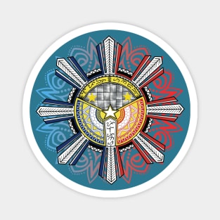 Mandala Philippine Sun / Baybayin word Lupang Hinirang Pilipinas (Chosen land Philippines) Magnet
